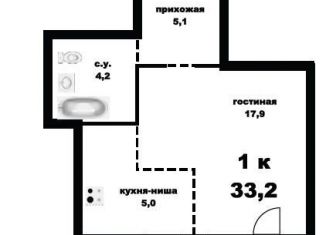 Продаю 1-ком. квартиру, 33.3 м2, Барнаул, Железнодорожный район, улица Советской Армии, 60