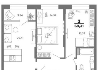 Продажа 2-комнатной квартиры, 69.3 м2, Рязанская область, 5-й Новый проезд