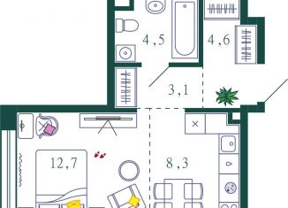 Продажа однокомнатной квартиры, 50.1 м2, Москва, метро Нагатинская, 1-я очередь, к4