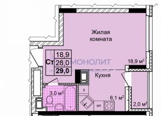 Продажа однокомнатной квартиры, 28.6 м2, Нижний Новгород, ЖК Дома на Культуре, улица Коперника, 2