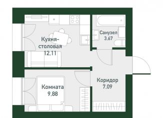 Продажа 1-ком. квартиры, 32.9 м2, Екатеринбург, Ленинский район