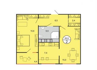Продам 2-комнатную квартиру, 56.8 м2, Ставрополь