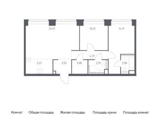 Двухкомнатная квартира на продажу, 72.3 м2, Москва, ЗАО, жилой комплекс Нова, к1