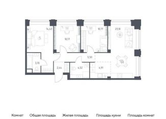 Продается 3-комнатная квартира, 80.1 м2, Москва, метро Кутузовская, жилой комплекс Нова, к3