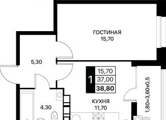 Продажа 1-комнатной квартиры, 38.8 м2, Ростовская область