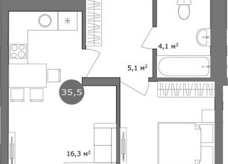 Продам 1-комнатную квартиру, 35.5 м2, Новосибирск, Ленинский район, 3-й переулок Римского-Корсакова