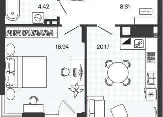 Продам однокомнатную квартиру, 52.7 м2, Калининградская область