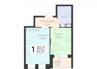 1-комнатная квартира на продажу, 31.6 м2, Воронежская область, улица Независимости, 78