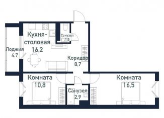 Продам 2-ком. квартиру, 56.6 м2, Челябинская область