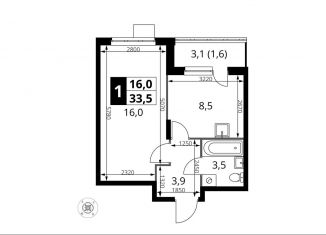 Продается 1-комнатная квартира, 33.5 м2, Московская область, жилой комплекс 1-й Донской, 4