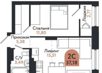 Продаю двухкомнатную квартиру, 37.2 м2, Томск