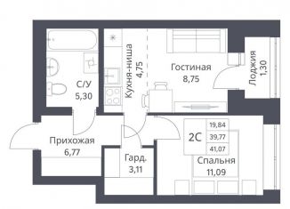 Продаю двухкомнатную квартиру, 41.1 м2, Новосибирск