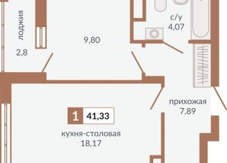 1-ком. квартира на продажу, 41.3 м2, Екатеринбург