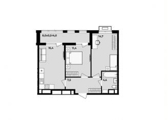 Продажа двухкомнатной квартиры, 58.4 м2, аул Новая Адыгея