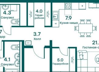 Продается 3-ком. квартира, 83.9 м2, село Перхушково
