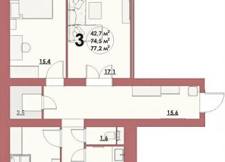 Продам 3-комнатную квартиру, 77.2 м2, Волжский