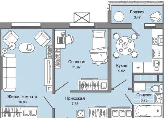 2-комнатная квартира на продажу, 51 м2, Ульяновск, жилой комплекс Юлла, 2