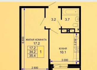 Однокомнатная квартира на продажу, 35.4 м2, Краснодар, Прикубанский округ