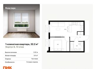 Продается однокомнатная квартира, 32.2 м2, Московская область
