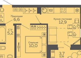 Продается однокомнатная квартира, 36.6 м2, Свердловская область