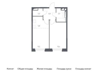 Продам 1-комнатную квартиру, 43.1 м2, Московская область, жилой комплекс Заречье Парк, к3.2