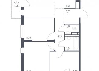 3-комнатная квартира на продажу, 66.6 м2, Мурино