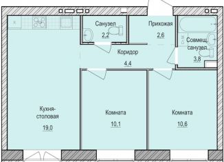 Продам двухкомнатную квартиру, 52.7 м2, село Первомайский, жилой комплекс Санвилл, 5