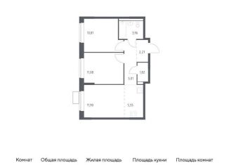 Продается двухкомнатная квартира, 52.4 м2, Московская область