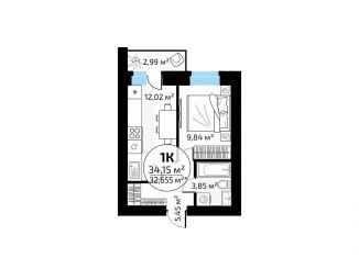 Однокомнатная квартира на продажу, 34.2 м2, Самара, метро Юнгородок