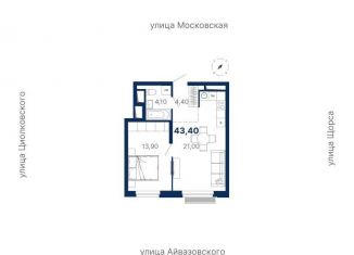 Продается 1-комнатная квартира, 43.4 м2, Свердловская область, улица Айвазовского, 52