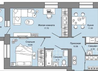 Продажа 2-комнатной квартиры, 58 м2, Ульяновск, жилой комплекс Центрополис, 5