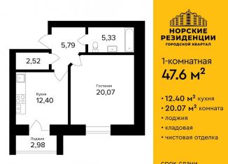 Продаю однокомнатную квартиру, 47 м2, Ярославль, ЖК Норские Резиденции, улица Александра Додонова, 6к3