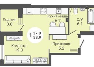 1-комнатная квартира на продажу, 40 м2, Новосибирск, улица Петухова, 168с2