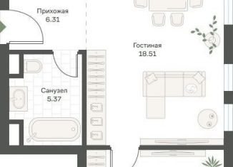 Однокомнатная квартира на продажу, 49.2 м2, Москва, ЮЗАО