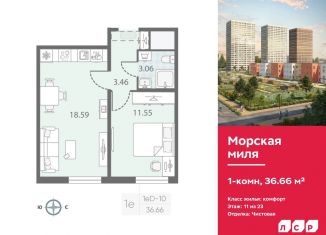 Продается однокомнатная квартира, 36.7 м2, Санкт-Петербург, метро Автово
