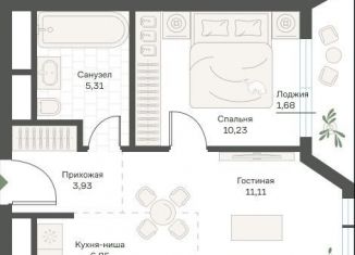 Продажа однокомнатной квартиры, 39.1 м2, Москва, район Котловка