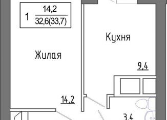 Однокомнатная квартира на продажу, 32.2 м2, деревня Сабурово, жилой комплекс ЗаМитино, к1