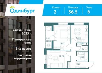Двухкомнатная квартира на продажу, 56.5 м2, Московская область, Северная улица, 5с1