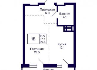 1-ком. квартира на продажу, 39.5 м2, Новосибирская область, улица Фрунзе, с1