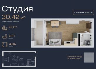 Продается квартира студия, 30.4 м2, Махачкала, улица Лаптиева, 43А, ЖК Каннские Львы