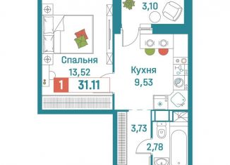 Продам однокомнатную квартиру, 31.1 м2, Ленинградская область