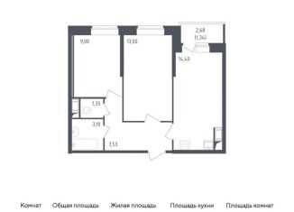 Продам двухкомнатную квартиру, 49.7 м2, Санкт-Петербург, жилой комплекс Живи в Рыбацком, 4