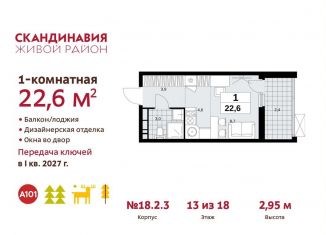 Квартира на продажу студия, 22.6 м2, поселение Сосенское