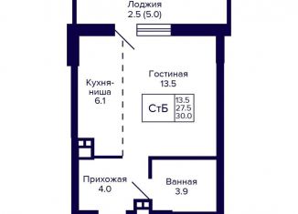 Квартира на продажу студия, 30 м2, Новосибирск, улица Коминтерна, 1с, Дзержинский район