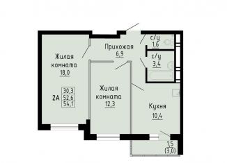 Продажа 2-комнатной квартиры, 54.1 м2, Новосибирск, ЖК Матрёшкин Двор, улица Петухова, 162