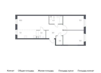 Продается двухкомнатная квартира, 71.8 м2, Москва, жилой комплекс Эко Бунино, 14.2