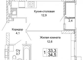 Продам однокомнатную квартиру, 34.5 м2, Волгоград