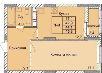 Продается однокомнатная квартира, 44.1 м2, Нижегородская область, 1-я Оранжерейная улица, 16