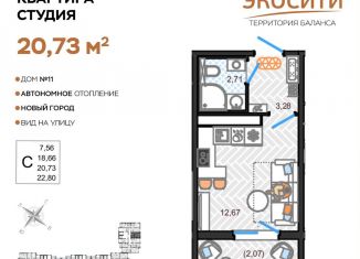 Квартира на продажу студия, 20.7 м2, Ульяновская область, жилой комплекс ЭкоСити, 11