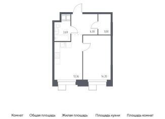 Продается 1-комнатная квартира, 40.7 м2, поселение Мосрентген, многофункциональный комплекс Тропарево Парк, к2.3